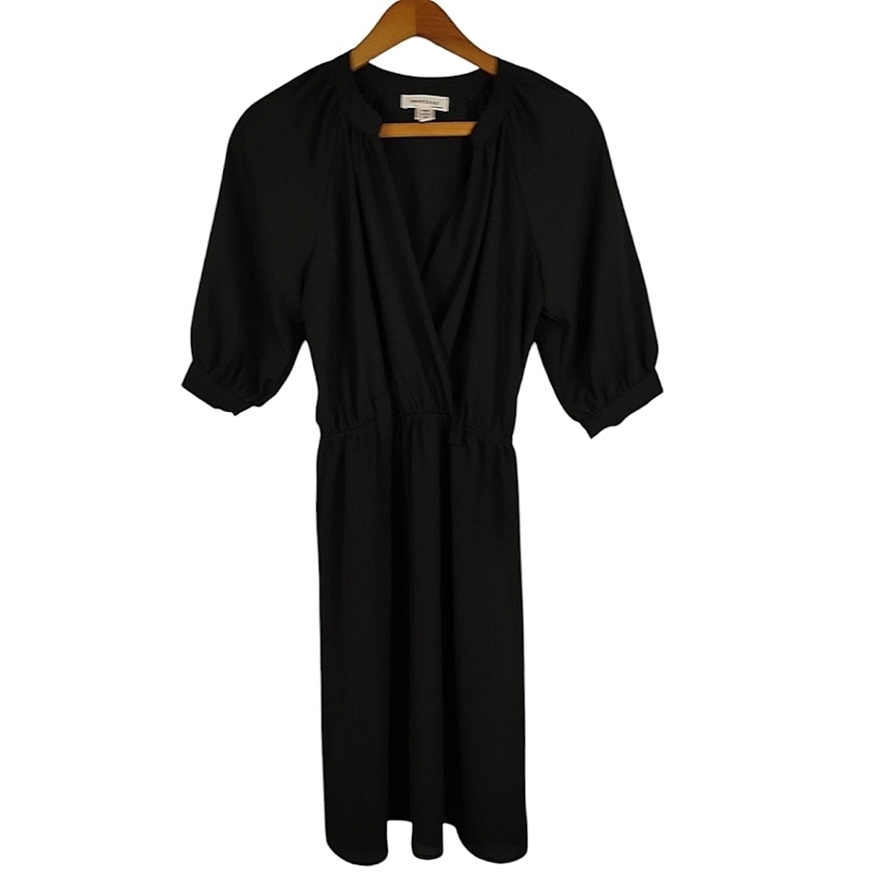 Monteau Womens Short Sleeve Black Dress V-neck Size Small